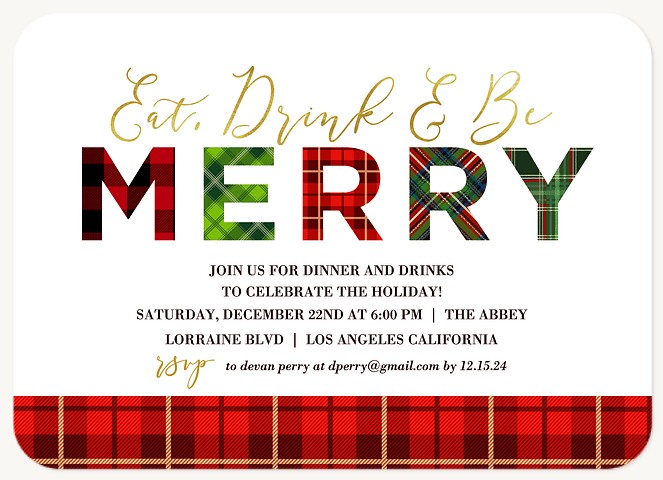 Plaid Mix Holiday Party Invitations