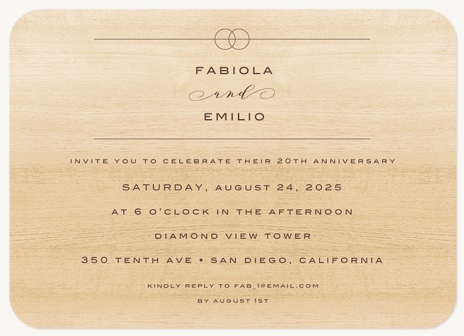 Modern Woodgrain Wedding Anniversary Invitations