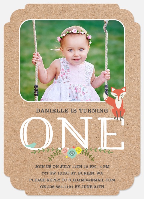 Woodland Fox Kids' Birthday Invitations