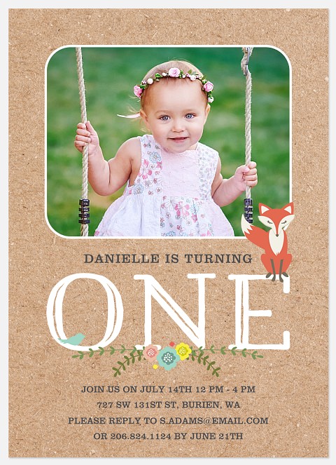 Woodland Fox Kids' Birthday Invitations