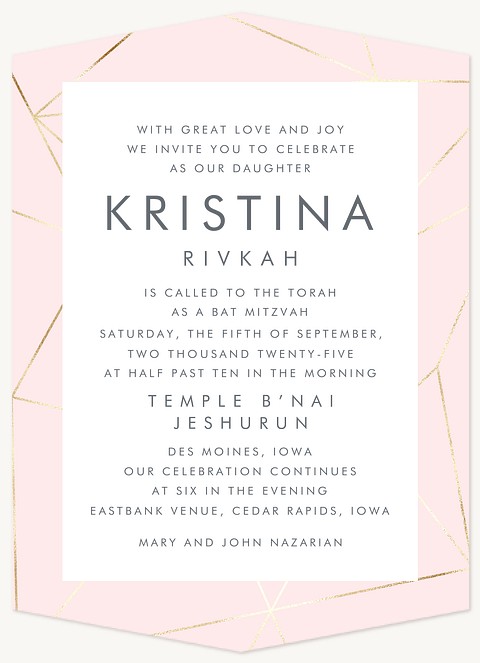 Modern Geo Bat Mitzvah Invitations