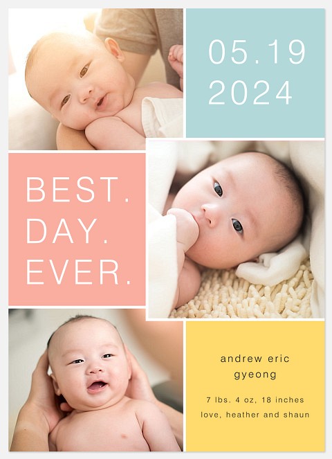 Best Day Baby Birth Announcements