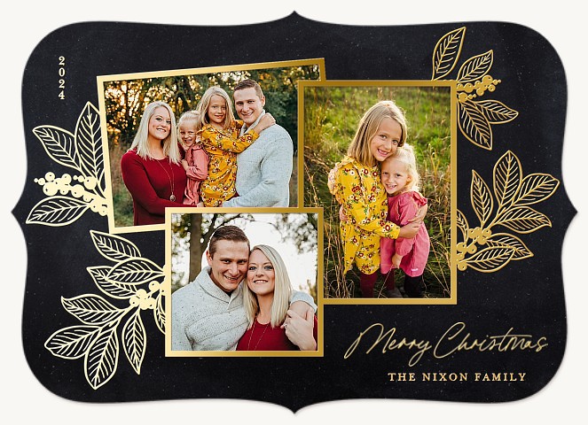 Chalkboard Florals Personalized Holiday Cards