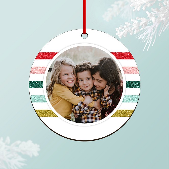 Glitter Stripes Personalized Ornaments